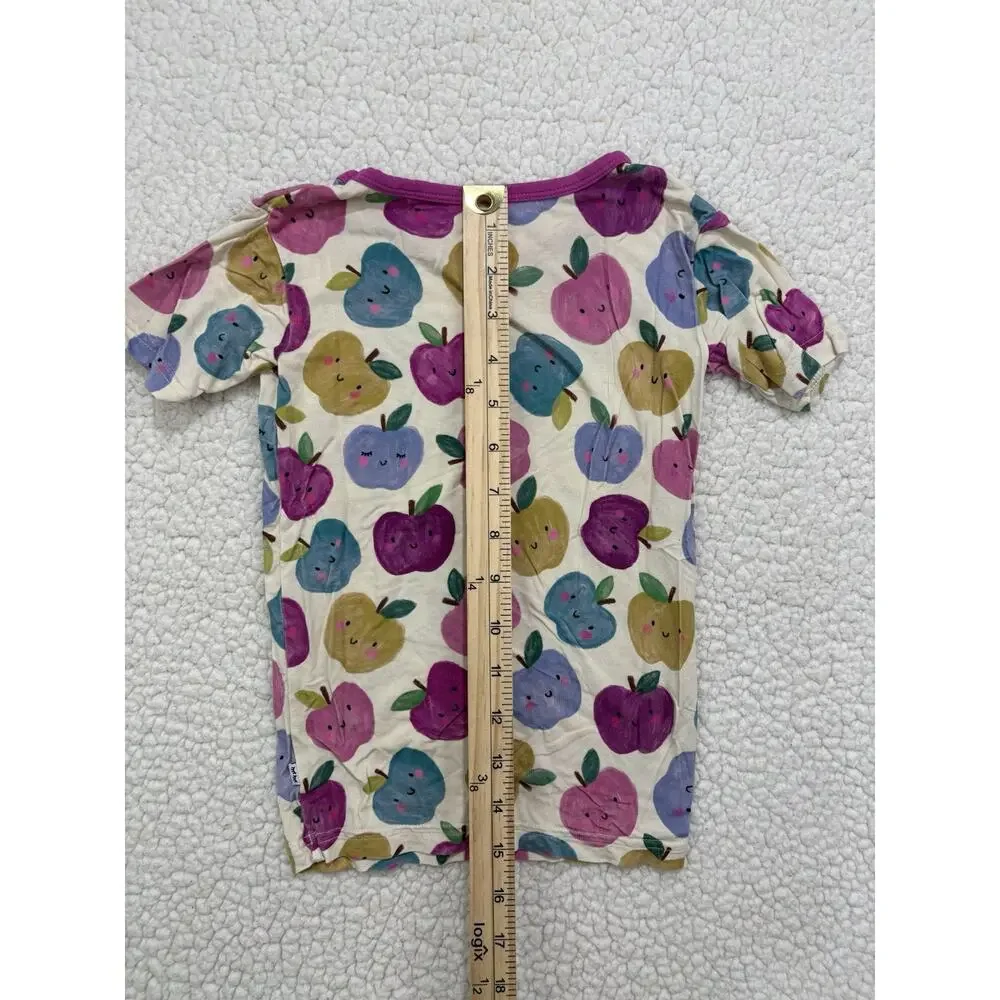 Little Sleepies Berry Apple Of My Eye Fruit Print Short Sleeve Pajama Top Sz 5/6